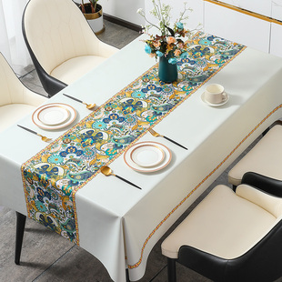轻奢高级感桌布防水防油防烫免洗pvc台布长方形餐桌布茶几餐桌垫