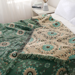 莎舍纯棉纱布毛巾被双人盖毯夏季薄款被K子单人毯子夏天午睡空调