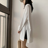 韩版白色t恤女长袖棉质，大码内搭打底衫中长款宽松洋气上衣体恤