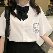 JK制服白衬衫女学生学院风日系宽松短袖设计感小众衬衣蝴蝶结上衣