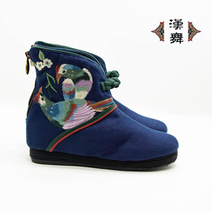 鸟语花香中国风原创设计千层底布鞋软底内增高女靴