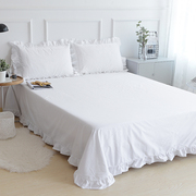 外贸出口 100% 纯棉全棉床单枕套三件套 纯色加厚睡单1.8米1.5m床