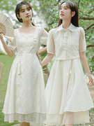 姐妹闺蜜装两件套装连衣裙子2023中式国风夏少女汉服改良旗袍