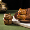 檀木铃铛猫摆件创意木雕室内复古桌面装饰 个性文玩手把件 工艺品