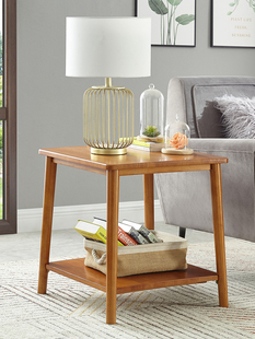 客厅沙发边柜轻奢方形小茶几简约储物柜方桌实木边几家用角机美式