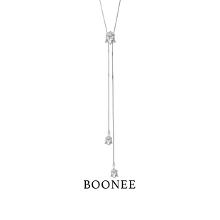 boonee郁金香系列宝石花朵，抽拉式长款毛衣链轻奢小众设计感项链