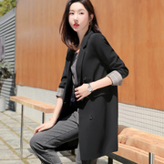 黑色小西装外套，女2024韩版春秋中长款大码小个子休闲西服套装
