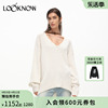 LEEWEI设计师品牌LOOKNOW春夏24米白色V领皮带廓形套头毛衣