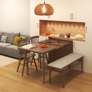 实木伸缩餐桌家用小户型北欧简约可折叠长方形桌子新中式折叠饭桌