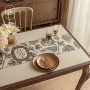 法式黎菲尔复古轻奢高级感皮革桌垫防水防油氛围感皮餐桌布茶几布