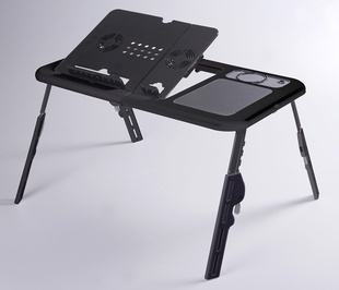 多功能便携式折叠床，上用笔记本电脑桌懒人桌子，带双风扇散热器支架