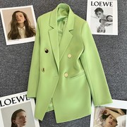 糖果绿西装外套女2022年春季小个子设计感英伦风时尚气质西服