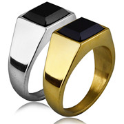 欧美霸气钛钢食指指环黑玛瑙，个性时尚黑石戒指饰品生日礼物str357