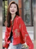 品牌折扣外贸女装新中式国风外套唐装小个子短款红色上衣女