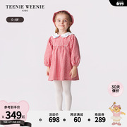 TeenieWeenie Kids小熊童装24春季女宝宝小翻领格纹连衣裙