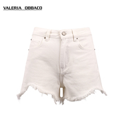 Valeria Obbaco创意系列Logo刺绣白色牛仔短裤女夏季百搭休闲裤