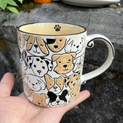 卡通大容量陶瓷马克杯艺术小狗浮雕办公室茶杯子牛奶杯咖啡杯