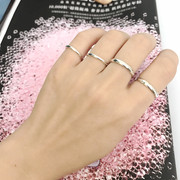 s925纯银戒指男女情侣个性指环，简约细线素圈光面，尾戒子女关节小指