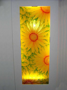 定制钢化雕刻工艺术玻璃玄关隔断门芯吊顶天花打灯罩向日葵金灿灿