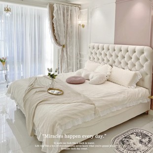 美式轻奢布艺床时尚，软包拉扣现代简约1.8米ins网红主卧室双人婚床