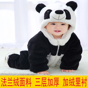 婴儿动物连体衣秋冬装熊猫造型，衣服卡通加绒加厚可爱外出保暖棉服