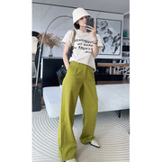美洋meiyang60系列柠檬树牛仔裤，赛络纺打褶直筒微阔腿裤