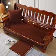 通用加厚红木实木沙发海绵坐垫老式长三人椅垫单人防滑拆洗毛绒垫