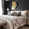 轻奢简约时尚新中式床品样板房间，软装高端多件套床上用品可定制