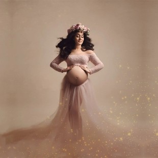 2023款欧美孕妇服装性感长袖蕾丝长裙摄影孕妇装孕妇拍照孕妇裙