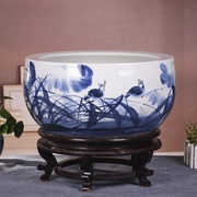 景德镇手工创意陶瓷鱼缸养鱼盆客厅摆件家用乌龟缸睡莲荷花盆