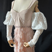 婚纱手套蕾丝长款韩式婚礼遮手臂，袖子白色泡泡袖拍照造型婚纱手套