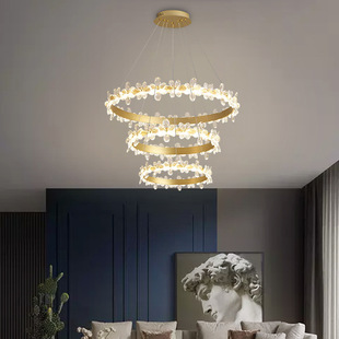 客厅灯水晶吊灯北欧后现代简约大气餐厅卧室圆形，环形轻奢网红灯具
