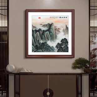 山水装饰画泰山日出东方壁画办公室客厅背景墙挂画玄关风景靠山图