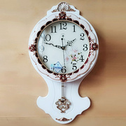 北极星欧式时尚创意客厅家用挂钟，田园静音工艺钟复古(钟，复古)摇摆卧室钟表