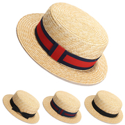 帽子韩版夏天女蕾丝花朵圆草帽儿童麦秸秆太阳帽沙滩遮阳圆顶礼帽