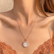 欧美ins字母珍珠项链女复古时尚镶钻镂空心形，吊坠锁骨链网红颈链