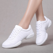 白色健身鞋轻便运动啦啦操鞋女训练比赛鞋，软底儿童竞技健美操鞋子