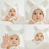 儿童摄影服装小兔子主题白色可爱兔帽宝宝满月百天照拍照沙发道具