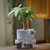 花盆陶瓷创意复古石磨小花盆，个性六月雪，多肉粗陶透气绿植花盆