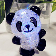 立体水晶塑料拼图闪光3d熊猫益智玩具发光透明动物创意儿童礼物