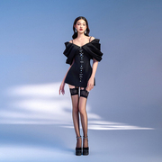 越南设计师Ritata镶钻吊带小黑裙女生日晚宴成人晚礼服短款连衣裙