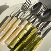 意大利Rivadossi 象牙白橄榄绿竹节西餐具套装叉勺子高级不锈钢