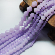 两头尖玻璃切面珠子diy手工，串珠材料配件，仿水晶珠扁珠白玉水晶紫