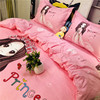 春夏粉色公主风卡通，三四件套纯棉床单被套，女孩全棉儿童床上用