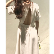小众设计感仙女连衣裙女士2024夏季气质日韩风白色中长款裙子