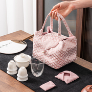 织锦旅行茶具收纳包袋快客杯日式户外手提便携大容量收纳盒布艺包