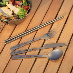 钛工匠纯钛筷子勺子套装，户外露营便携式钛勺钛筷钛合金餐具组合装