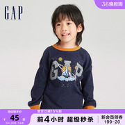 Gap男幼童春秋LOGO纯棉长袖T恤洋气儿童装微弹舒适运动上衣753648