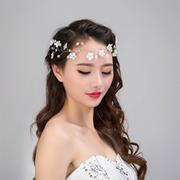 新娘手工头饰蕾丝花朵头花，手工珍珠结婚发饰，发带韩式婚纱配饰
