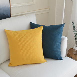 北欧风纯色亚麻抱枕靠垫不含芯座椅腰枕客厅沙发正方形靠枕套定制
